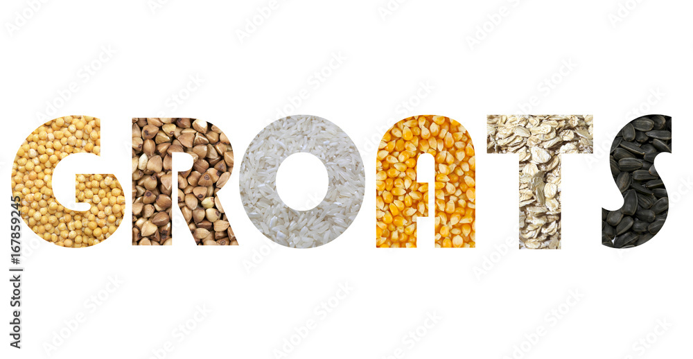 Set of cereal flakes split peas, buckwheat, grains,wheat cereal