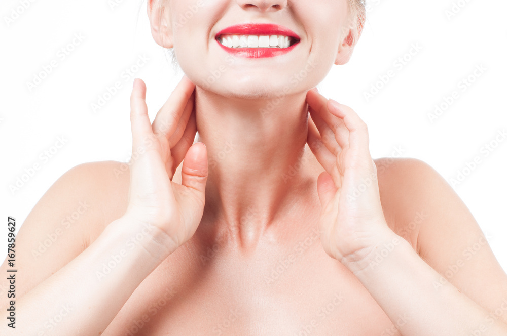 Female neck and shoulders. Beautiful woman with clean fresh skin Female neck and shoulders. Beautiful woman with clean fresh skin