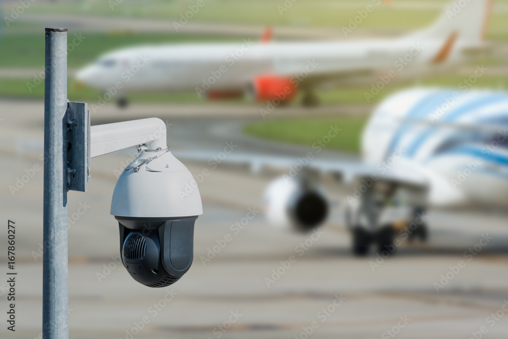 Security camera in the airport appron.