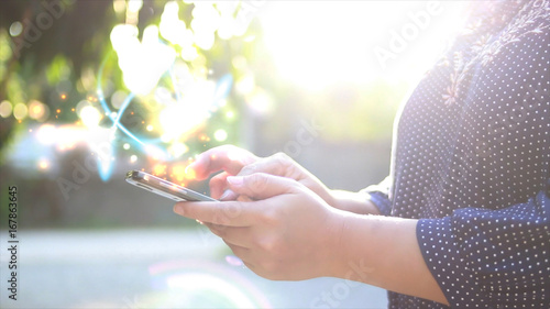 woman hands holding smartphone
