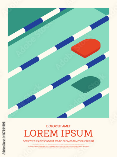Swimming sport vintage retro style poster background