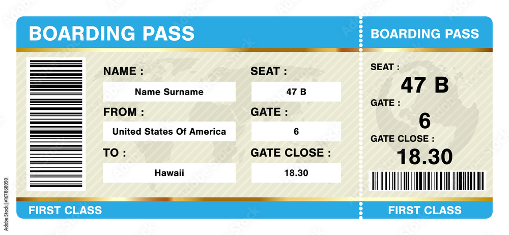 simple boarding pass ticket on white background - obrazy, fototapety, plakaty 