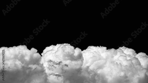 Closeup cumulus cloud on black sky, Cumulus cloud isolated on black