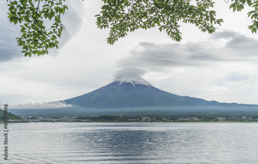 Fuji Mountain and lake Kawaguchiko, Yamanashi Japan.