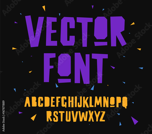 Geometric vector font on black background