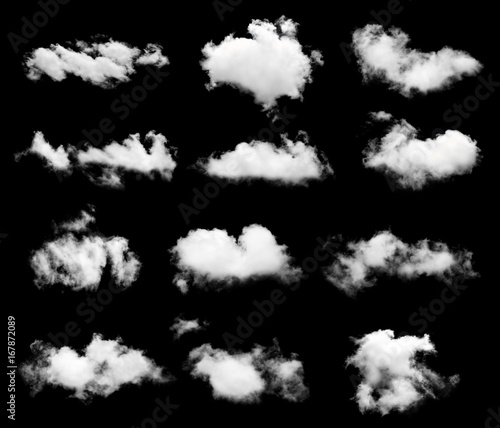 single white cloud isolated on black background
