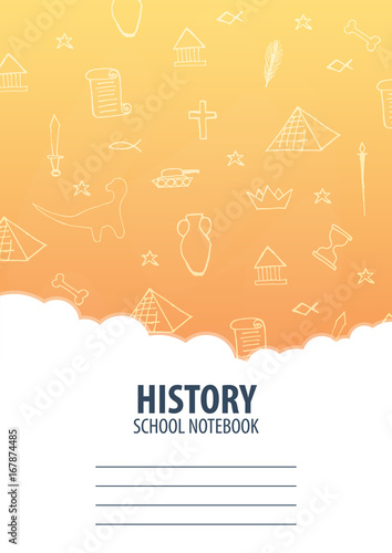 History School Notebook template. Back to School background. Education banner.