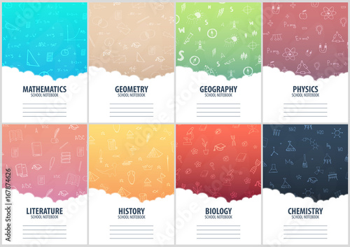 Set of banners school notebook template. Back to School background. Education banner.