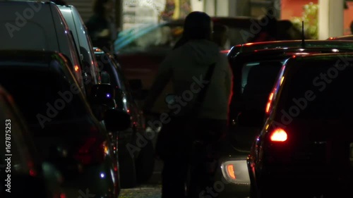 Wallpaper Mural Traffic Jam in the city, big avenue / residential / business area. Cars, vehicles, motorcycles & pedestrians. Dusk. Blurred  Torontodigital.ca
