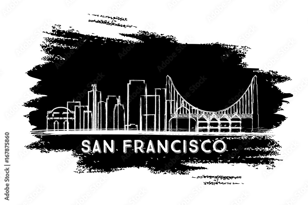 San Francisco Skyline Silhouette. Hand Drawn Sketch.