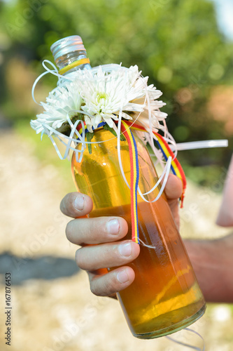 traditional Romanian alcohol bottle photo