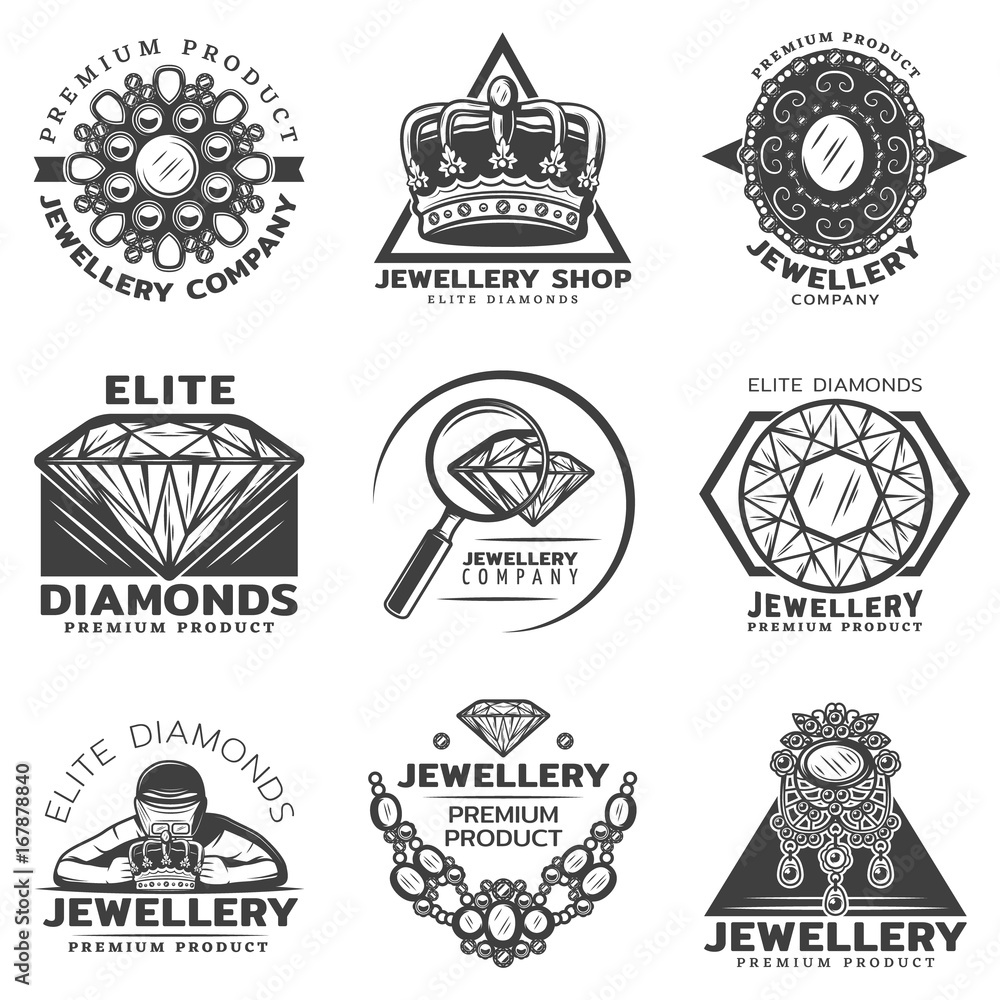 Vintage Monochrome Jewelry Shop Labels Set