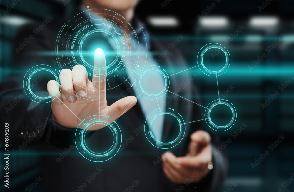 © Sikov - Businessman pressing button on virtual screen. Man pointing on futuristic interface. Innovation technology internet and business concept. Space for text. Abstract background © Sikov - Businessman pressing button on virtual screen. Man pointing on futuristic interface. Innovation technology internet and business concept. Space for text. Abstract background