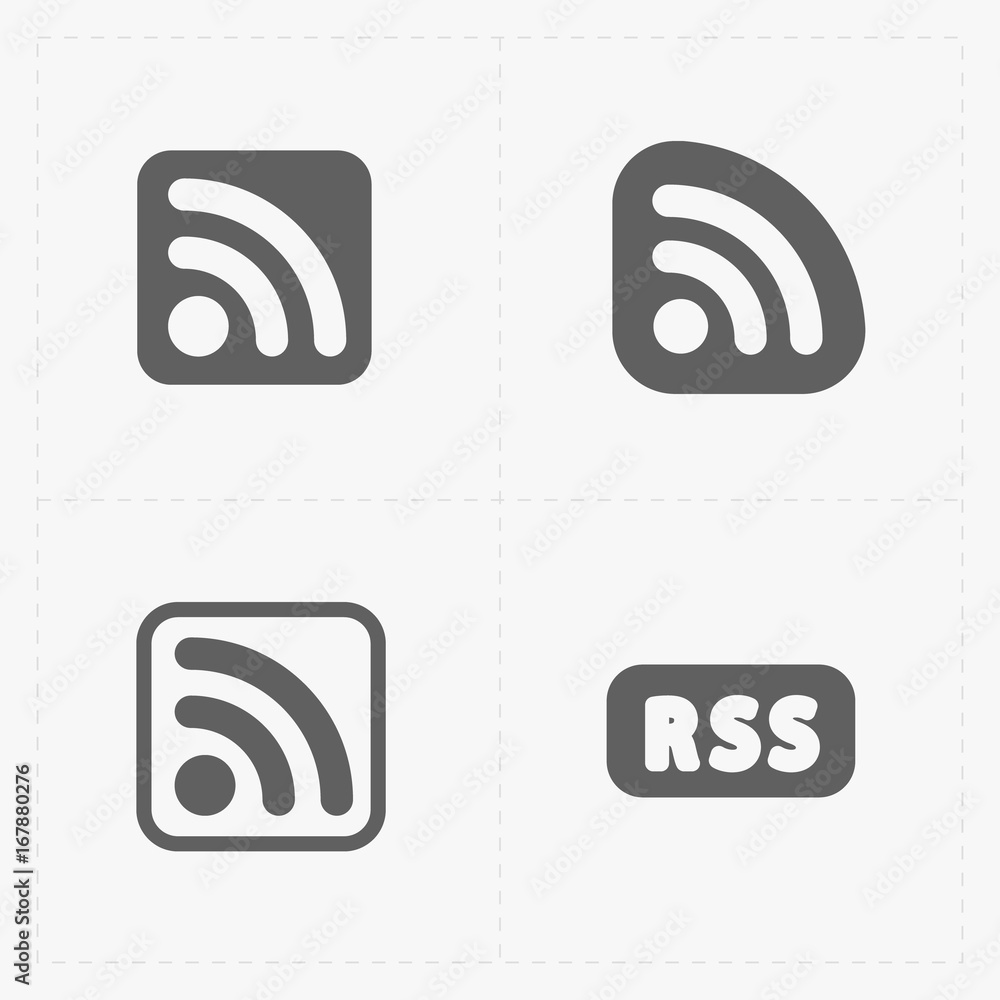 RSS sign icons. RSS feed symbols on White Background. RSS sign icons. RSS feed symbols on White Background.