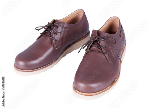 Wallpaper Mural Brown leather men's shoes isolated on white background Torontodigital.ca