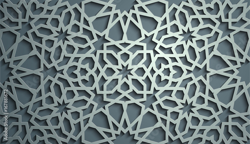 Islamic ornament vector , persian motiff . 3d ramadan islamic round pattern elements . Geometric circular ornamental arabic symbol vector . Blue background
