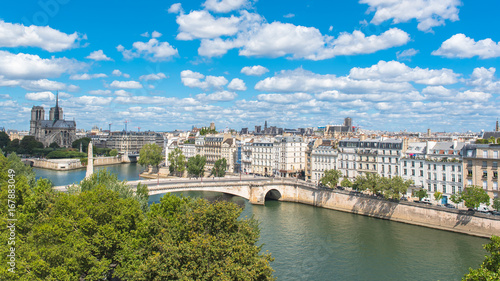  Paris, view of ile Saint-Louis and Notre-Dame, panorama of the roofs 