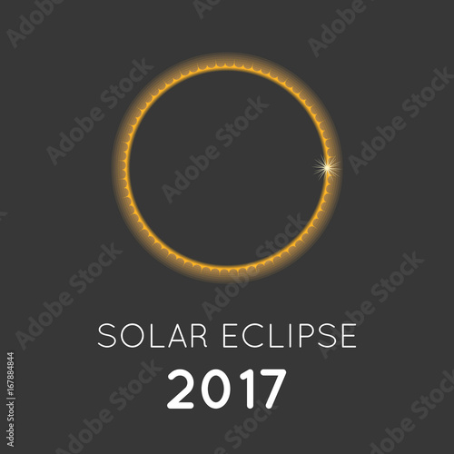 solar eclipse in august 2017, flat design vector with headline for use as poster or banner