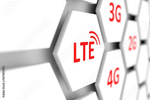 LTE conceptual cell blurred background 3D illustration photo