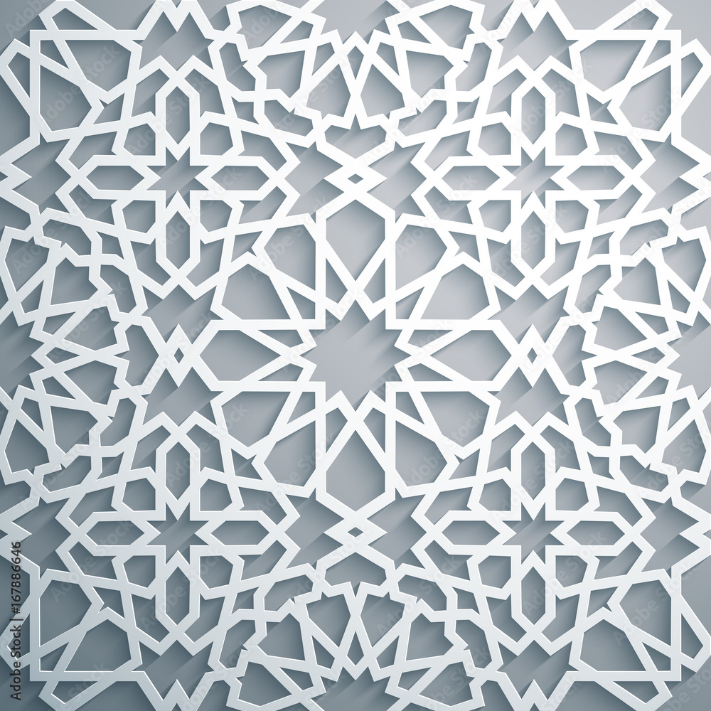 Islamic ornament vector , persian motiff . White background . Light 3d ...