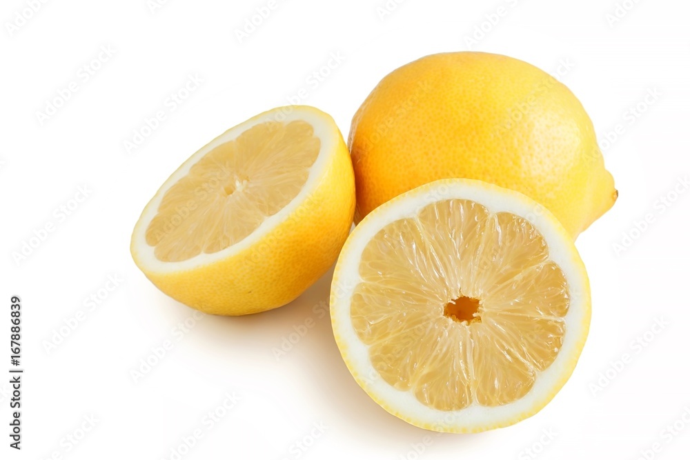 Fresh Organic Lemon on white background
