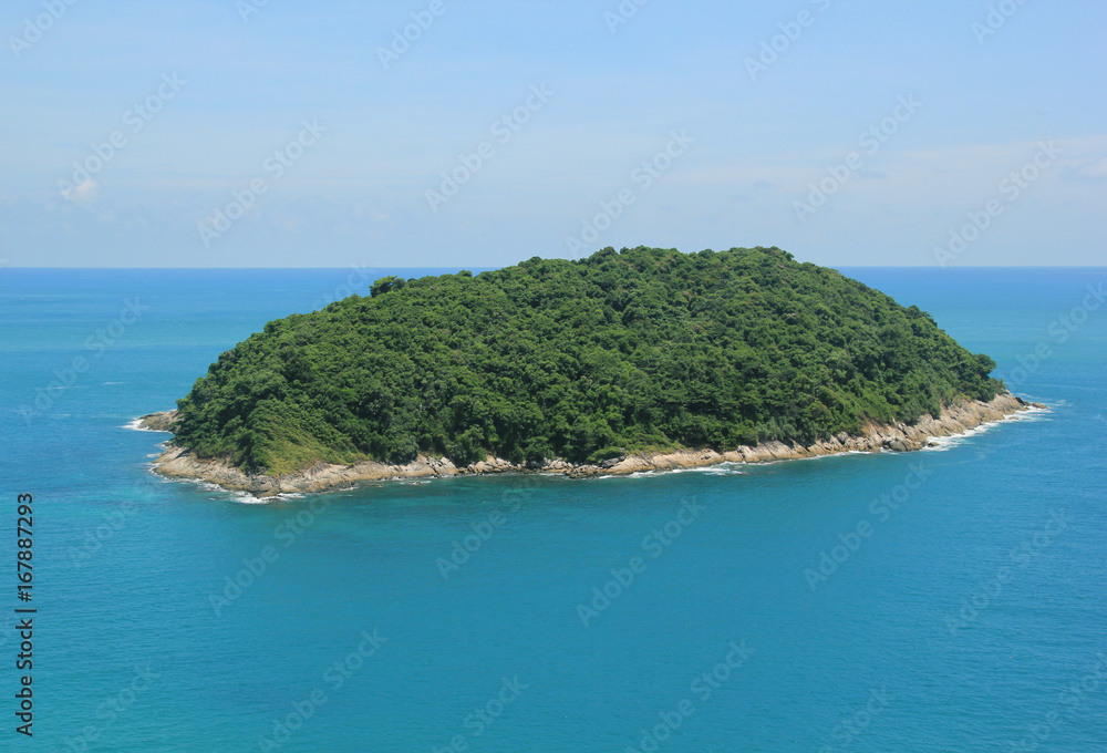 Island with blue ocean