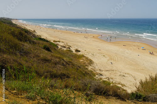 Views of the beach of La Barrosa in Sancti Petri, Chiclana, view from the Puerco tower