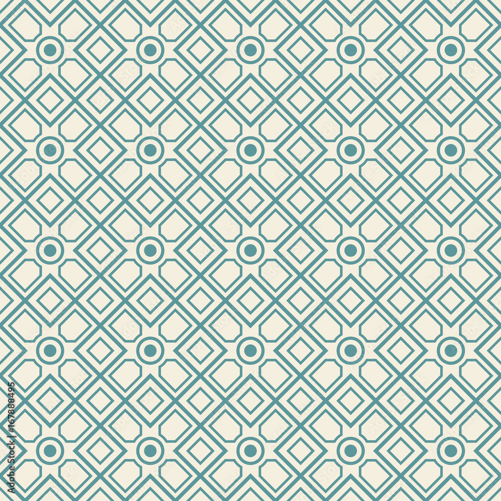 Vector retro geometric seamless pattern. Arabic pattern. Green vintage color background. Vector retro geometric seamless pattern. Arabic pattern. Green vintage color background.