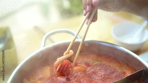 sogogi shabu  is meat and beef hot pot photo