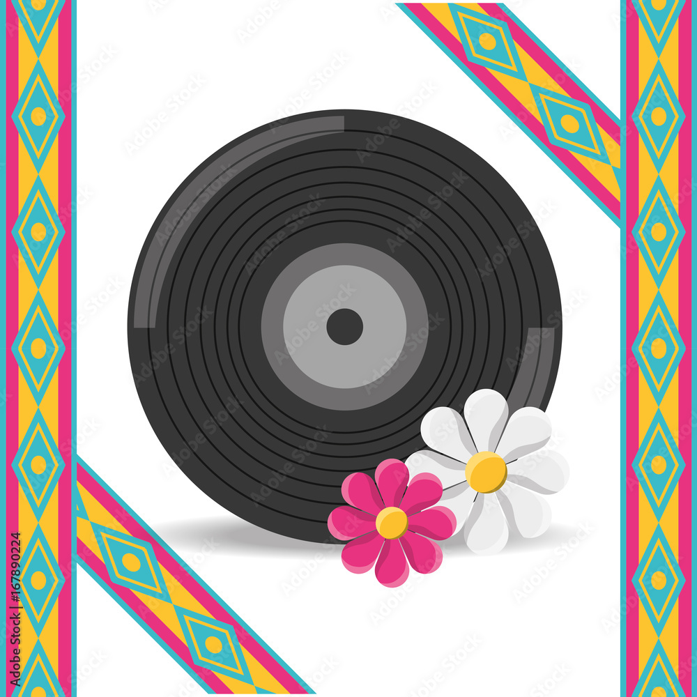 Obraz premium vinyl and flower hippie concept