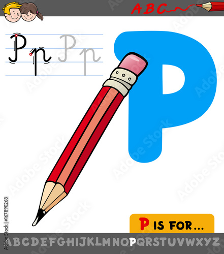 letter p with cartoon pencil object