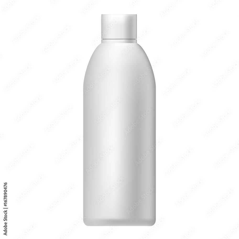 Vector blank templates of empty and clean white plastic container. White glossy plastic tube for medicine or cosmetics. Illustration. Realistic 3d mock-up of cosmetic package. Vector blank templates of empty and clean white plastic container. White glossy plastic tube for medicine or cosmetics. Illustration. Realistic 3d mock-up of cosmetic package.