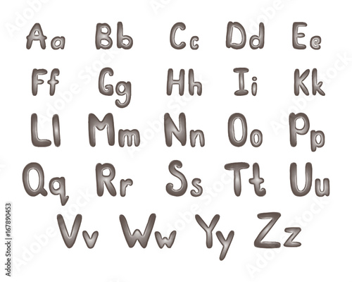 Metal alphabet. Steel letters.