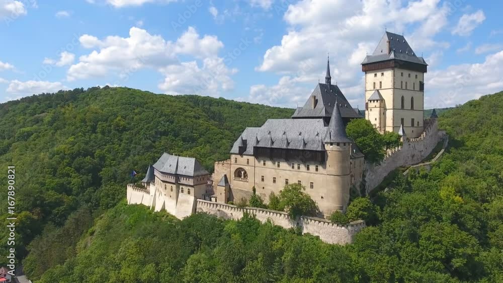 Aerial view of Medieval castle Karlstejn in Czech republic, Europe Aerial view of Medieval castle Karlstejn in Czech republic, Europe
