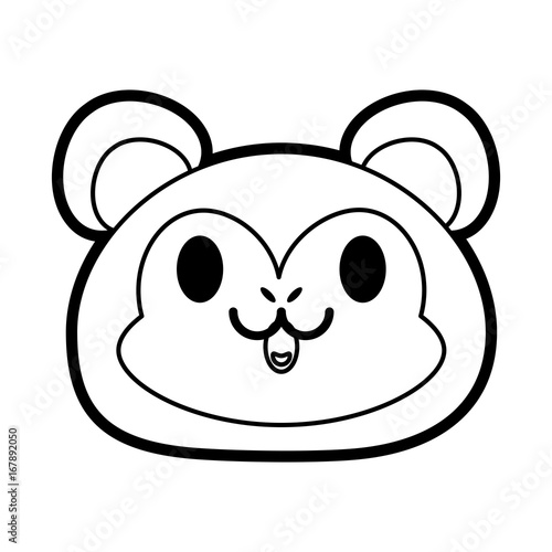 Flat line uncolored monkey over white background vector illustration