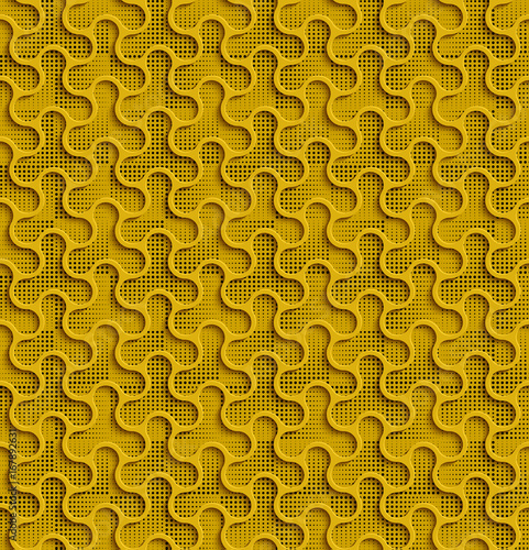 Yellow 3d Seamless Web Geometric  Pattern.