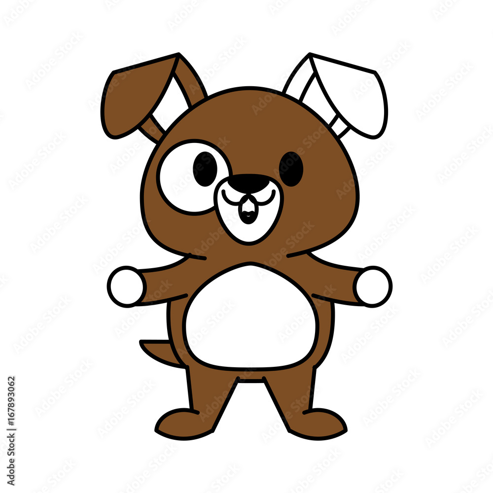 Obraz premium Flat line dog with hint of color over white background vector illustration