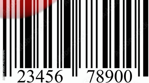 Slow-motion animation: scanning of a barcode, the red scanline light reading the bars and showing a green dot upon the successful decoding.
 photo