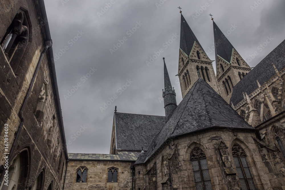 The old and ancient cathedral in Halberstadt, Germany
