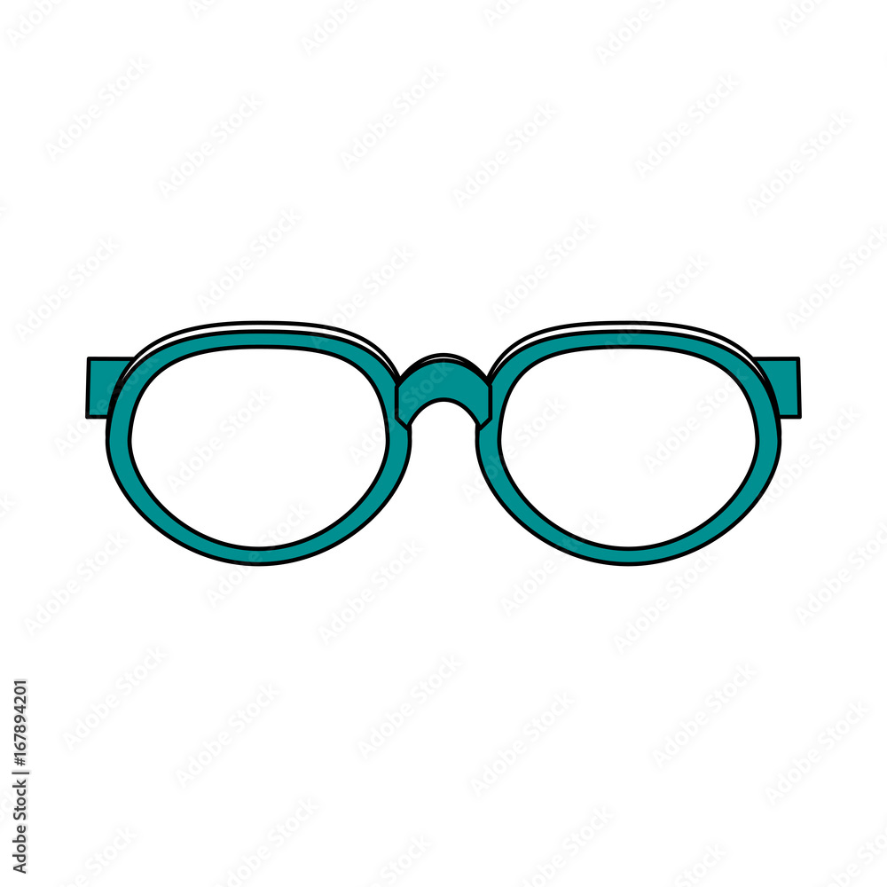 Fototapeta premium Flat line glasses with hint of color over white background vector illustration