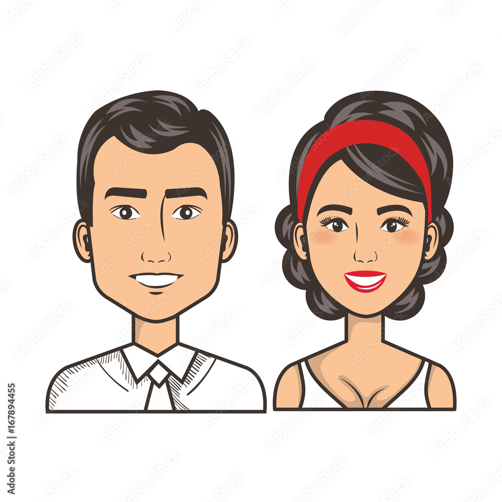 young couple avatars characters portrait people vector illustration young couple avatars characters portrait people vector illustration