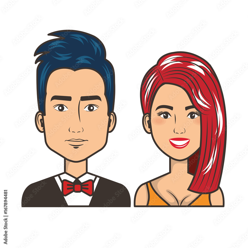young couple avatars characters portrait people vector illustration young couple avatars characters portrait people vector illustration