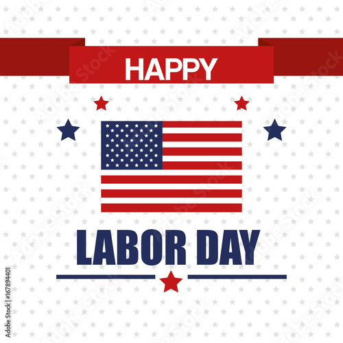 happy labor day national patriotic celebration stars background vector illustration