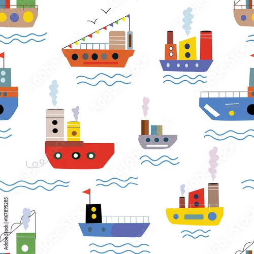 Obraz Morze wzór z łodzi i statków