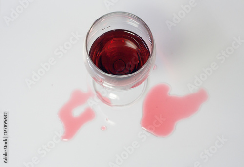 glass with red wine splash