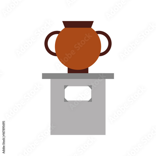 Old museum vase on column vector illustration design