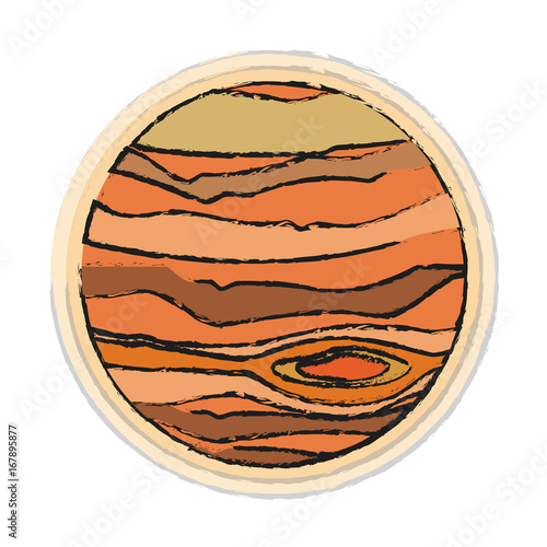 Colorful jupiter planet doodle over white background vector illustration