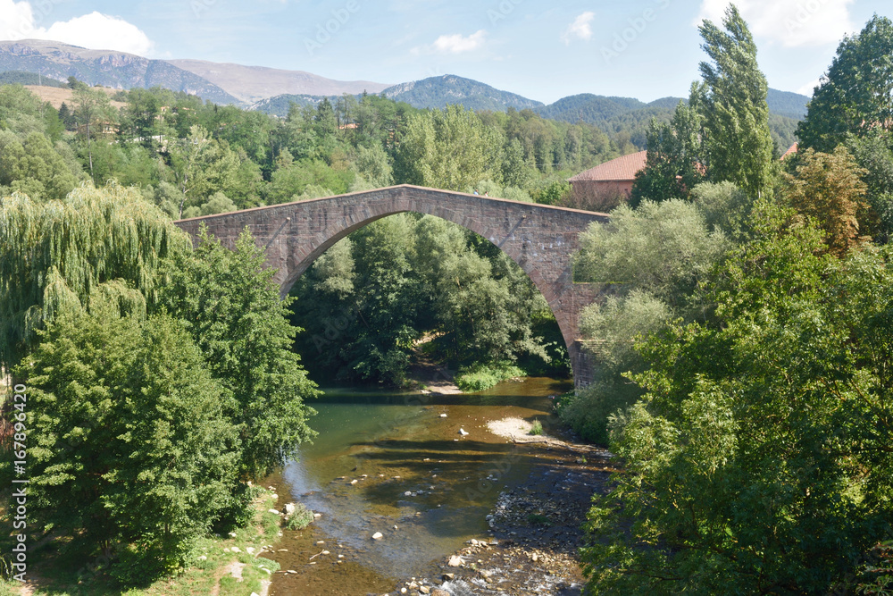 old bridge of Sant Joan de les Abadesses, Ripolles, Girona province, Catalonia,Spain old bridge of Sant Joan de les Abadesses, Ripolles, Girona province, Catalonia,Spain