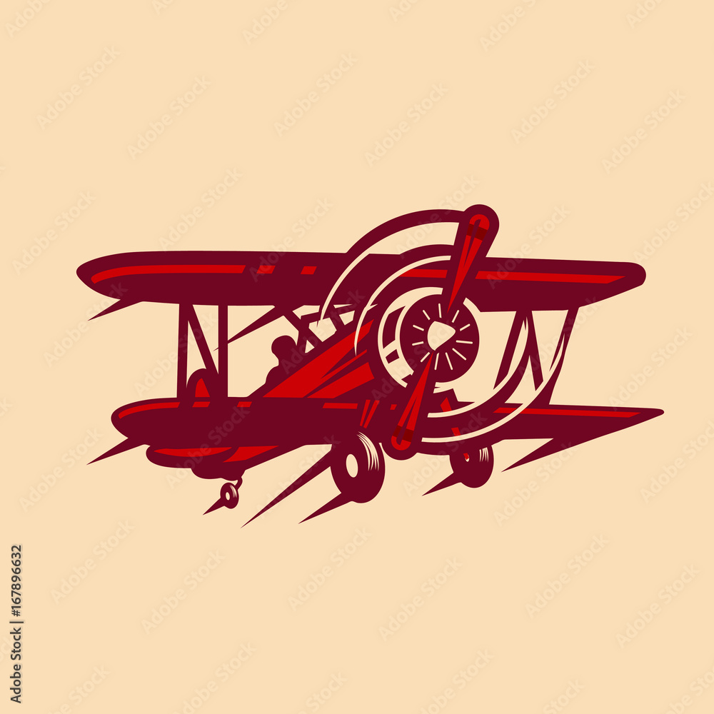 vintage retro red baron airplane vector image