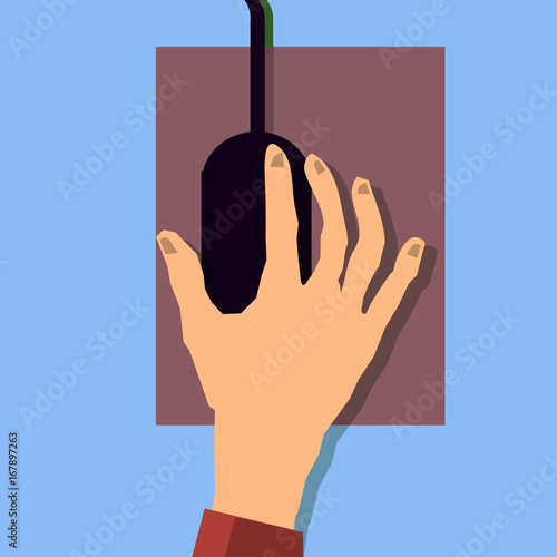 hand holding a mouse icon flat design Vector Illustration